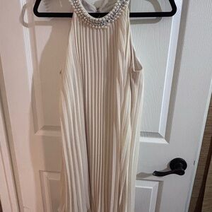 Speechless Elegant cocktails Cream Pleated Dress with Pear Detail